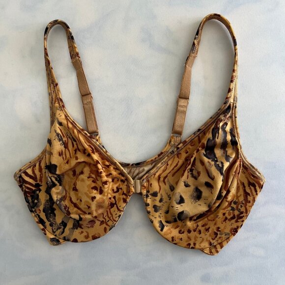 Animal Print Retro Y2k Front Clasp Bra 34D - Picture 1 of 6